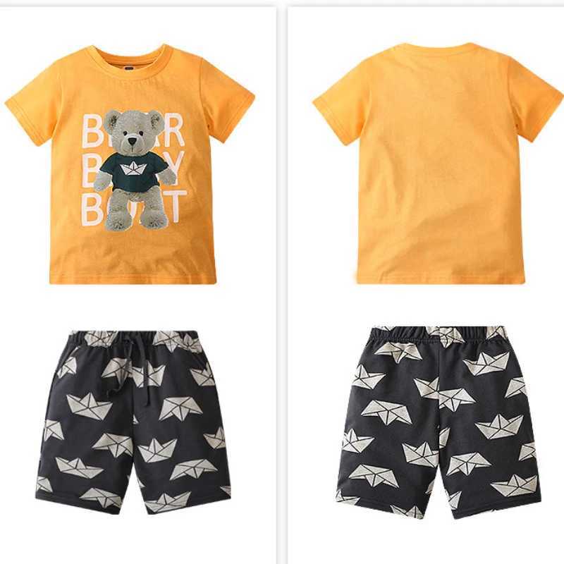 Clothing Sets Summer Baby Boy Clothes Set Children Bear Cartoon Tshirts and Shorts 2 Pieces Suit Kid Cotton Short Sleeve Top Bottom TracksuitsY241225O