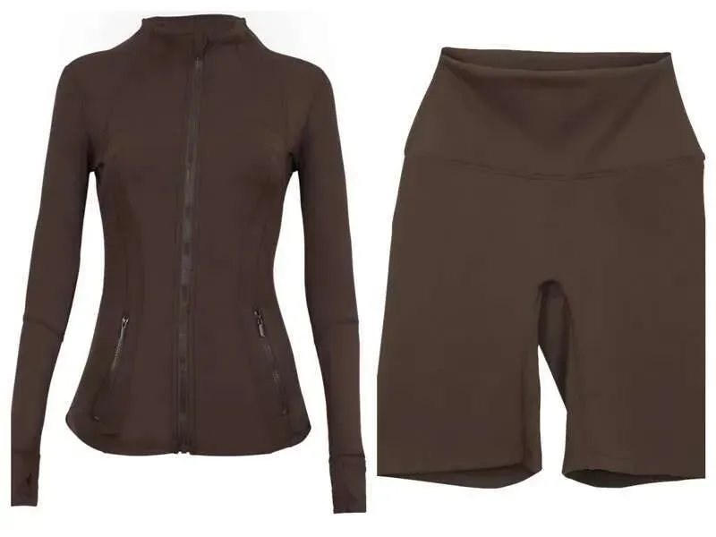 jacket short Workout set Women Yoga jackets shorts leggings Push Fiess High Waist Sports Jackets Zip Up Coat Outfits Pants zip up Gym Sets