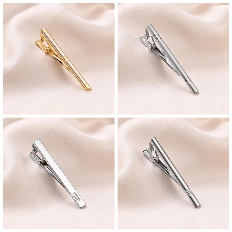 8 PCS Gold Color Tie Clips Set With Gift Box Wedding Guests Gifts For Man Shirt Cufflinks Mens Gift Jewelry For Husband 241225