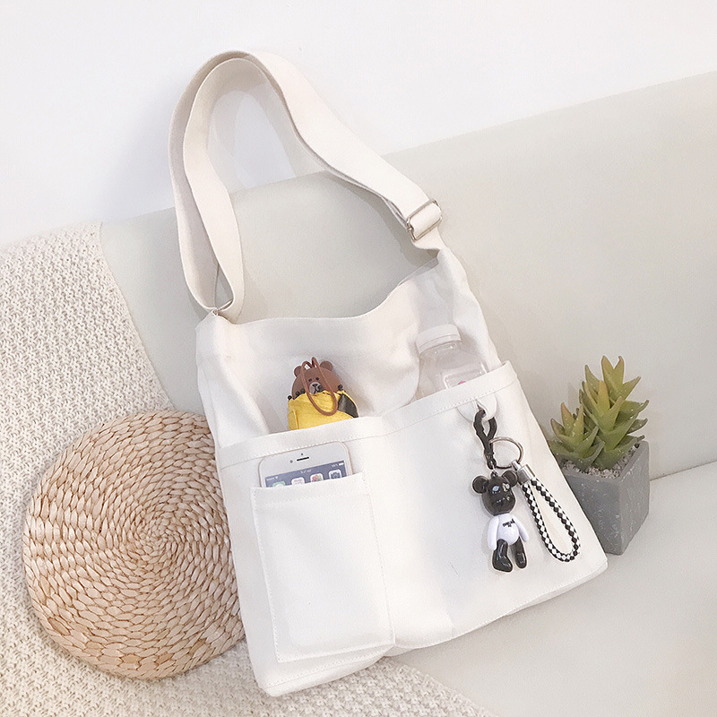 Korean-Style Crossbody Bag, Large Capacity, Women's Canvas Tote Bag, Shoulder Bag for Students and Classes