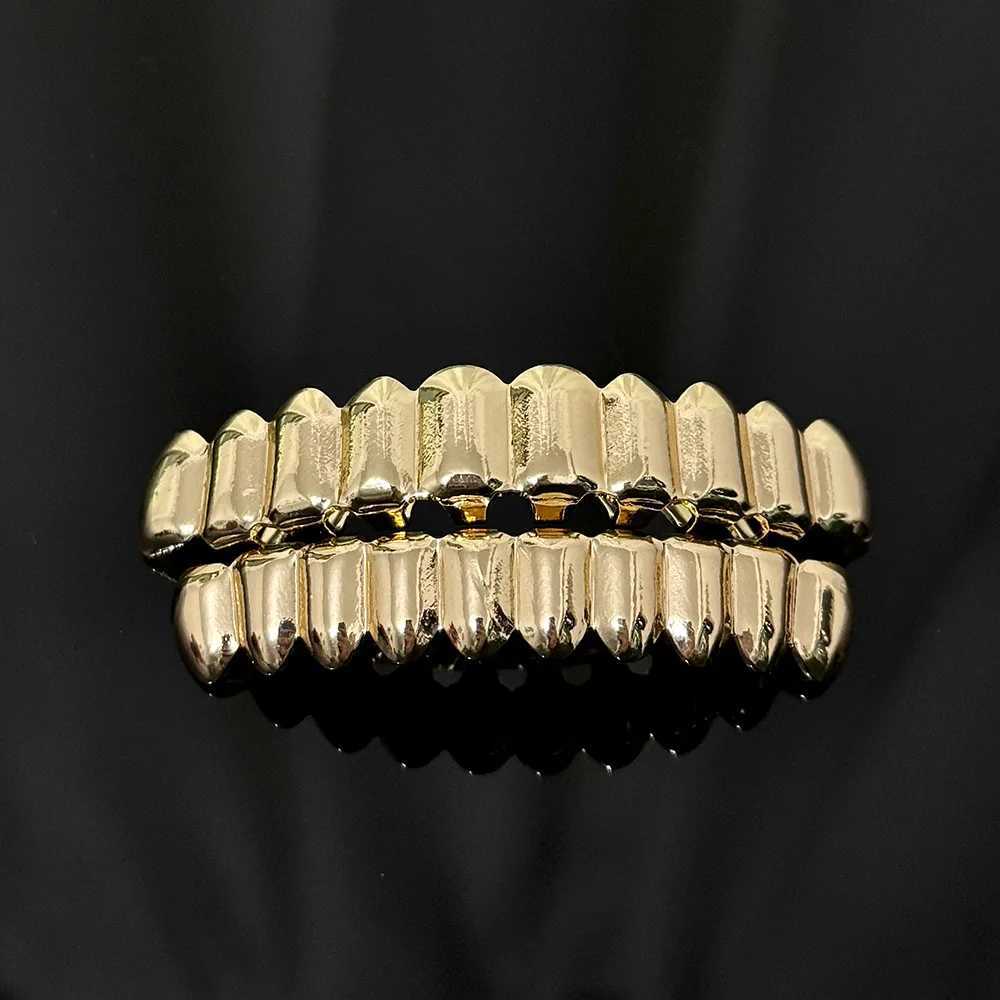 RACHELZ Hip Hop 10/10 Glossy Mouth Tooth Cs For Women Men Top Bottom Golden Teeth Grillz Punk Jewelry Cosplay Dental GrillsXJ241225