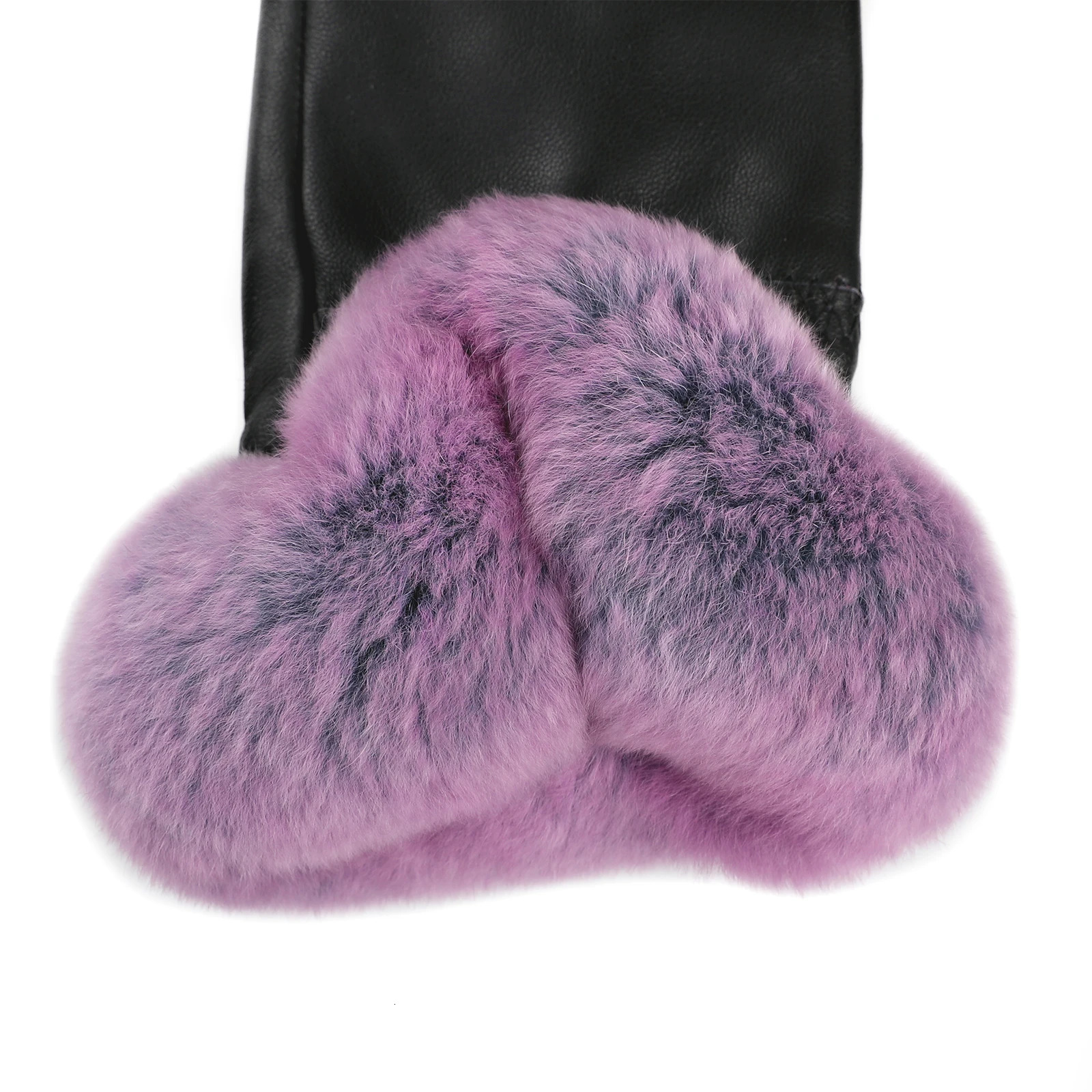 BOONJOVIA Elegant Womens Winter Warm Genuine Leather Gloves With Rex Rabbit Fur Trim Cuffs Velvet Lined 241225