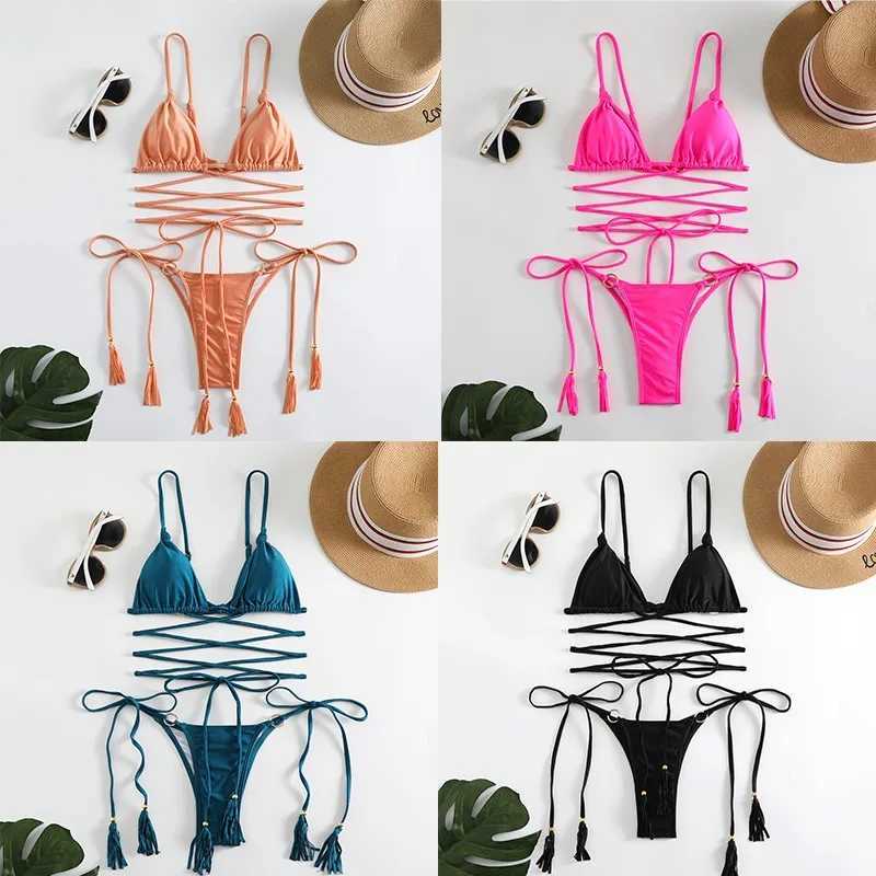 Sexy bikini 2024 womens swimsuit womens bandage bikini set push up swimsuit womens swimsuitW241225