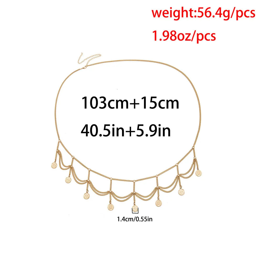 MAA-OE Bohemia Multi-level Gold-plate Coin Pendant Waist Chain For Women Jewelrys Belt Body Chains Party Gift Jewelry 241225