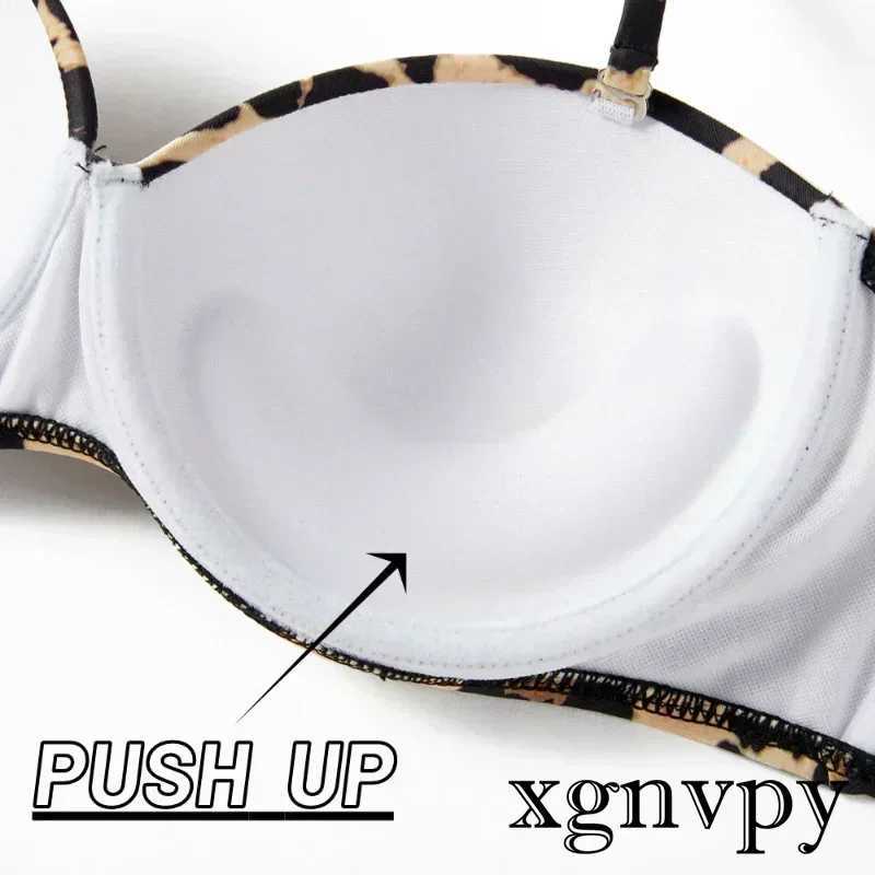 Xgnvpy sexy womens bikini swimsuit push up bra bikini set two-piece swimsuit low waist beachwear leopard print setW241225