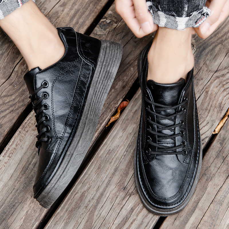 Men Casual Shoes Flat Bottom New Fashion British Style Low-Top Lace-Up Retro Triple Black Coffee fashion