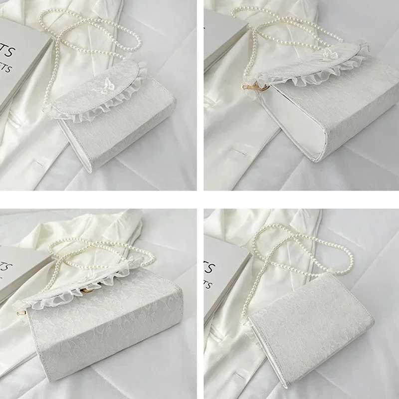 Crossbody Bags for Women Vintage Lace Pearl Chain Ladies Small Square Shoulder Bag Female Cluh Purse Handbags MessengerXJ241225