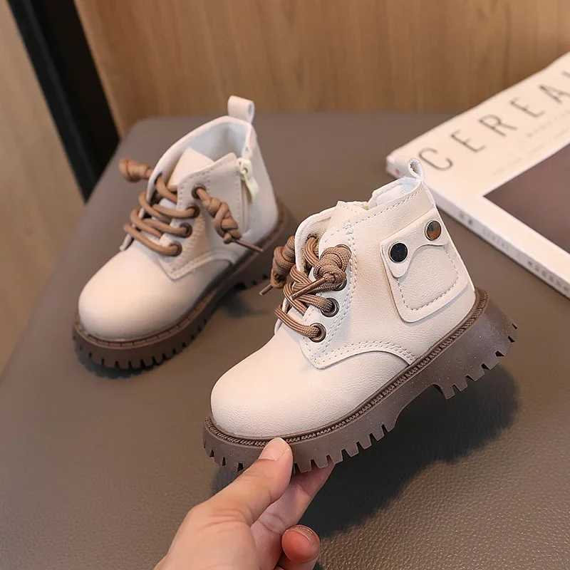 Athletic Outdoor Children Winter Fashion Martine Boots Kids Zipper Lace Up Warm Boots Boys Girls Thickened Short Boots Non-slip Soft Bottom Shoes H241