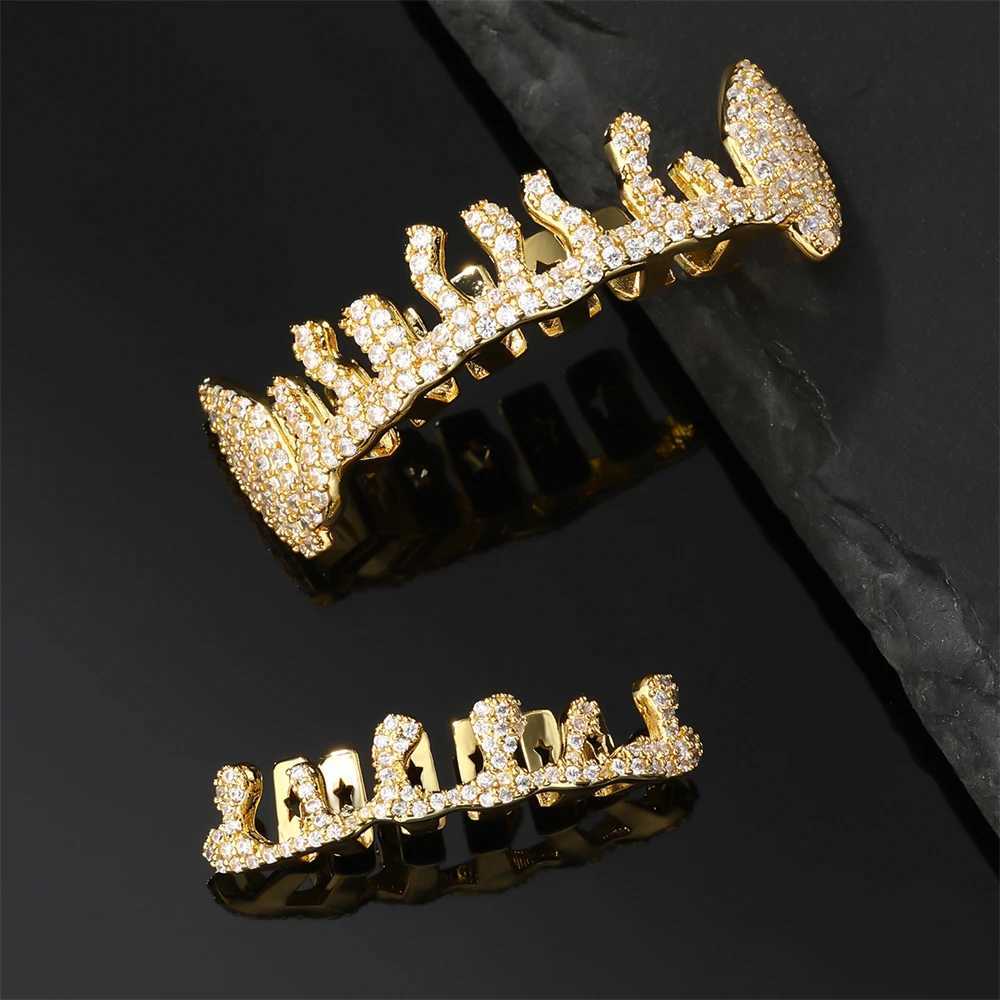 Personalized Hip Hop CZ Teeth Grillz Cs Cubic Zircon d Out Micro Pave Top Bottom Charm Grills For Men Women Jewelry CosplayXJ241225