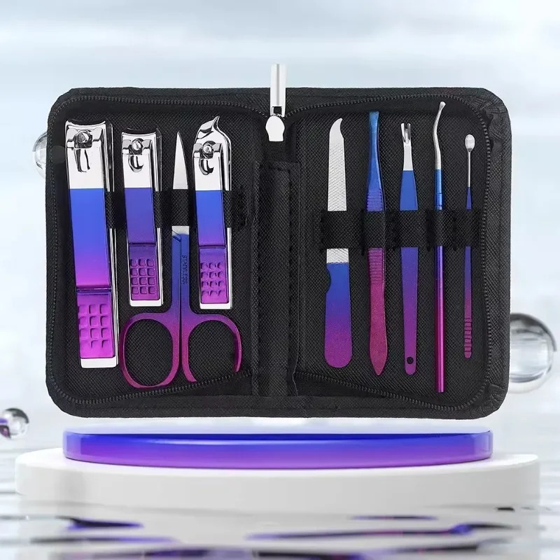 9-18pcs Set Professional Stainless Steel Manicure Pedicure Kit Precision Nail Care with Travel Case with Nail Clipper Scissor 241225