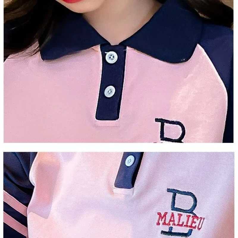Clothing Sets Summer Teenage Girls Clothes Set Children Girl Lapel Letter Tshirts and Shorts 2pc Suit Kid Striped Top Bottom Outfits TracksuitY241225A