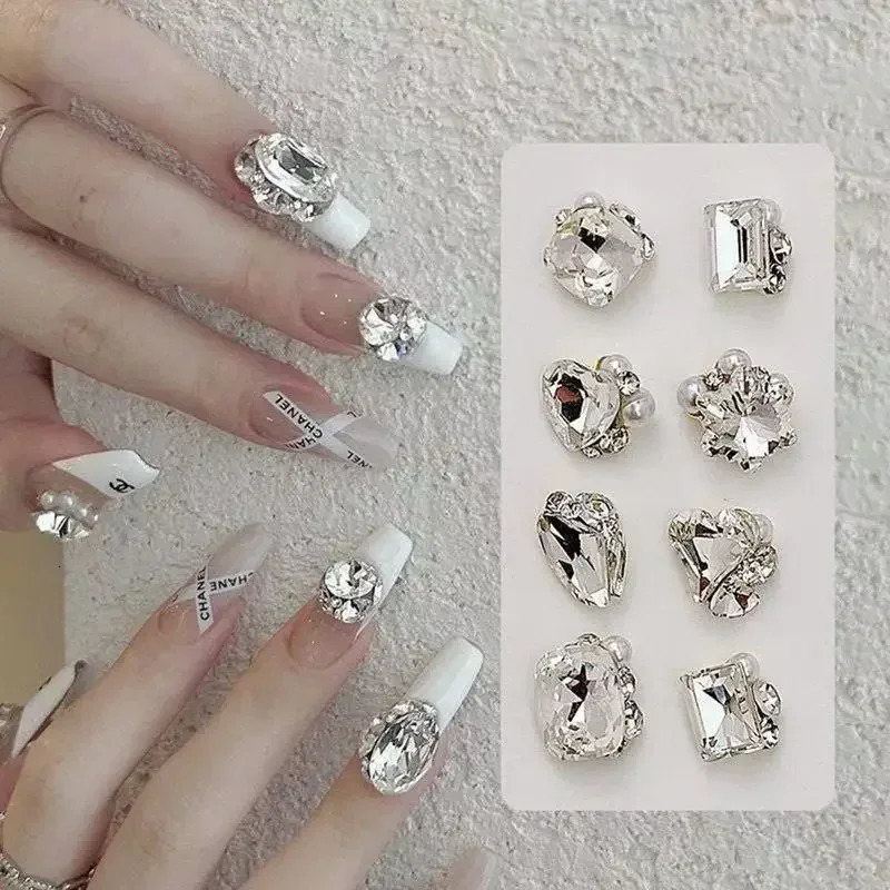 40Pcs/Bag Special-shaped Nail RhinestonesTransparent Pink Auroras Heart Star Butterfly 3D Nail Art Charms Manciure Nail Decorati 241225