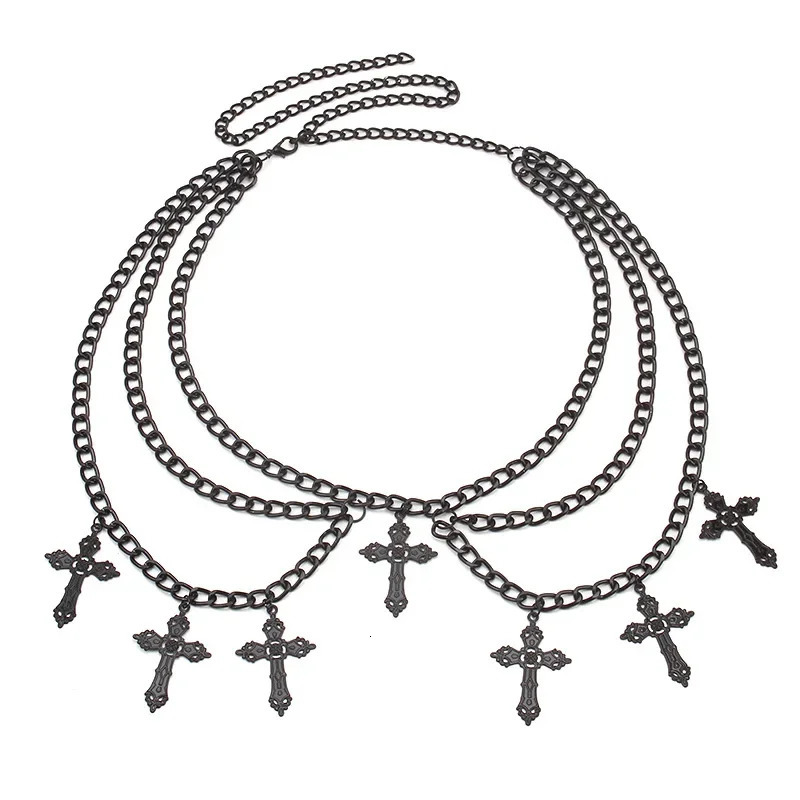 Y2K Ladies Waist Chain Sexy Multi-layer Cross Body Chain with Wave Side Swing Chain INS Sexy for Women Body Jewelry Accessories 241225