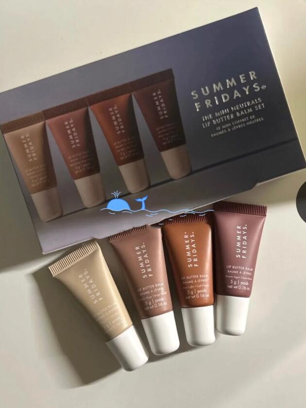 Summer Fridays Mini Deep Moisturizing Glaze Set 4pcs Lip gloss Makeup Gift Box Moisturize Smooth Oil Jelly Lipsticks Beige Vanilla Brown Sugar