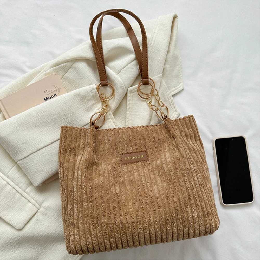 Womens Corduroy Single Shoulder Handbag Cott Shopping Bag Womens Commuter Handbag Suitable for Womens Daily Travel Use-llXJ241225