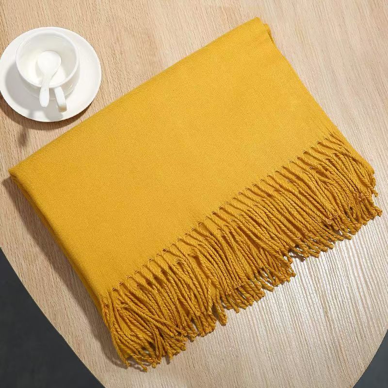 T033 scarf women's Korean version all-match dual-use double-sided solid color shawl long thick warm neck scarf autumn