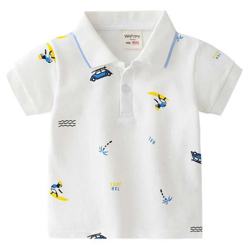 Dinosaur Boys Polo Tshirt Elegant Quali Toddler Tops Graphic Tee Cotton Summer Children Shirt Kids ClothesXJ241225