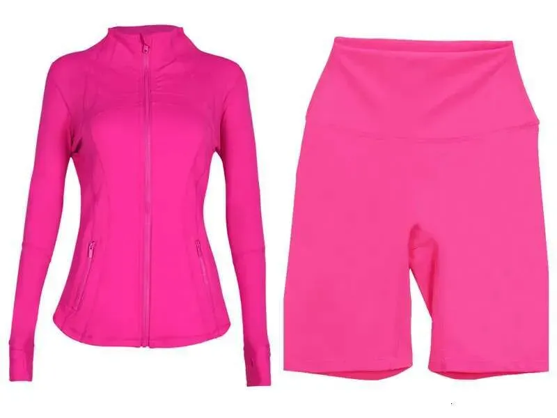 jacket short Workout set Women Yoga jackets shorts leggings Push Fiess High Waist Sports Jackets Zip Up Coat Outfits Pants zip up Gym Sets
