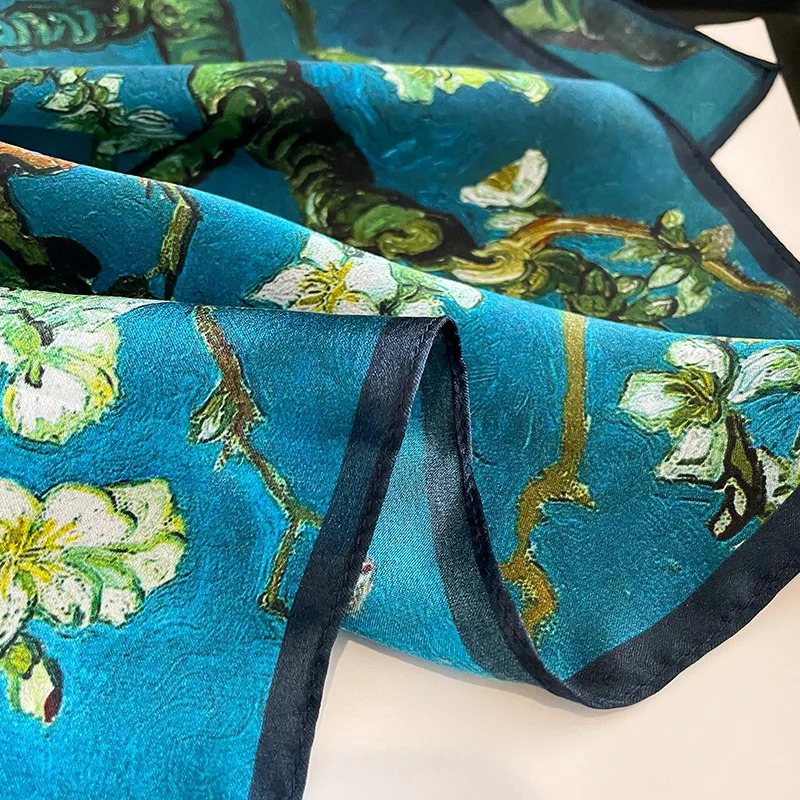 faux Silk Scarf Women Mulberry High Quality Headband Square Foulard Female Neckerchief Shawl Wraps Hijab Bandana Scarves 241225