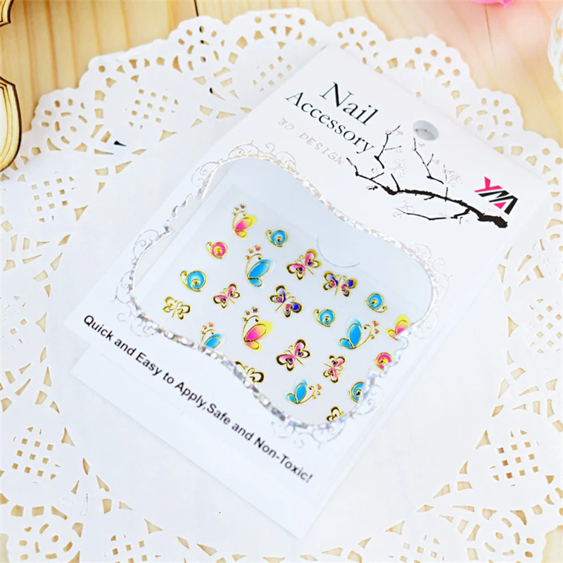 Korean Style Fashion Color Nail Decals 3D Nail Stickers Bronzing Butterfly Nail Stickers DIY Nail Stickers 241225