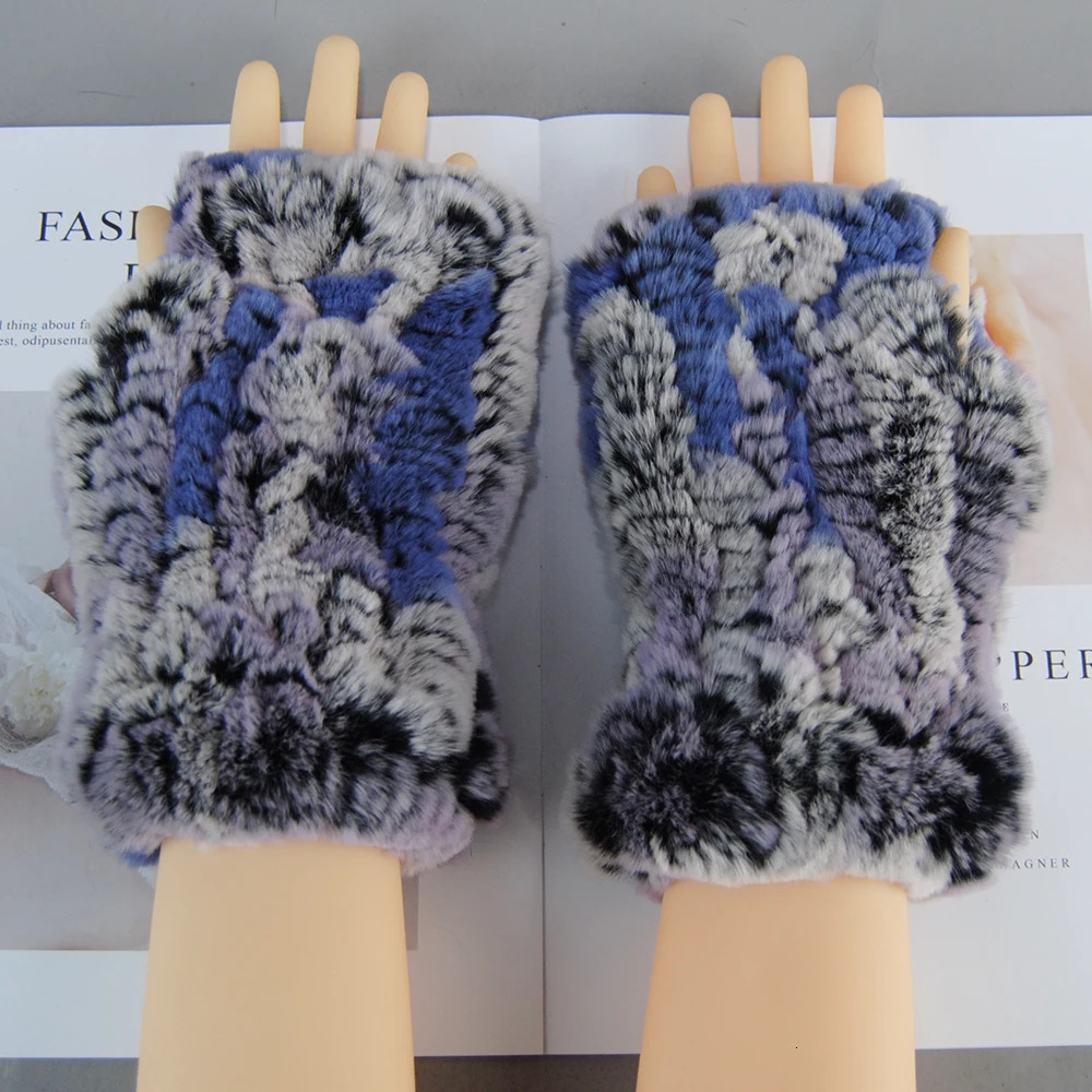 Winter Real Fur Golve Women Outdoor Warm 100% Real Rex Rabbit Fur Gloves Knit Thick Natural Soft Rex Rabbit Fur Mittens 241225