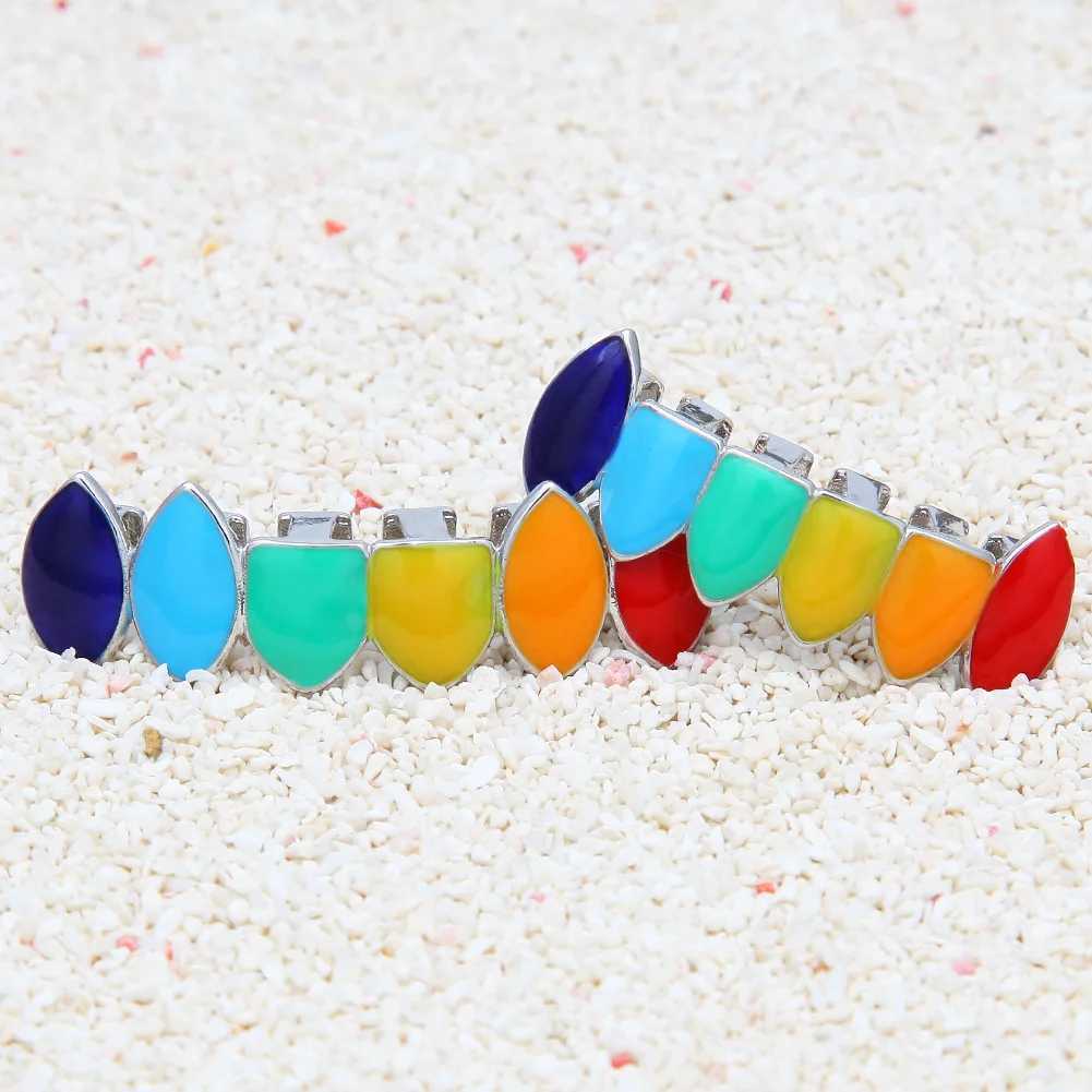 Mix Colorful Bling Teeth Grillz Top Bootom Dental Mouth Punk Teeth Cs Cosplay Party Tooth Rper Hip Hop Jewelry TG012XJ241225