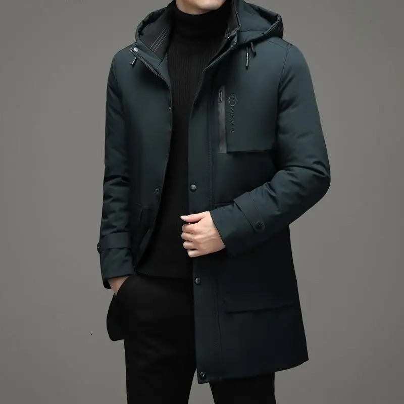 Mens Coat Winter Daily Causal Keep Warm Jacket Thicken Zipper Detachable Hooded Parkas Classic Mid Long Padding Jackets 241225