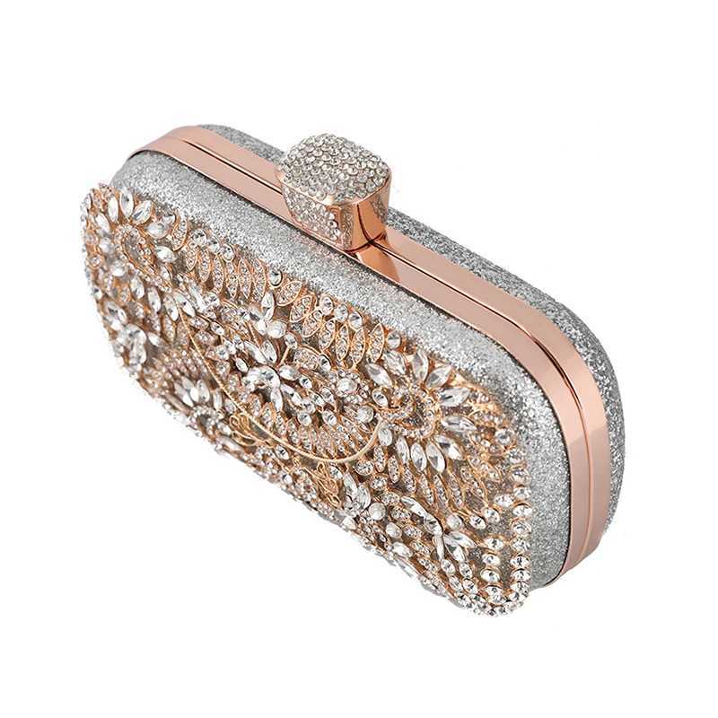 Diamond evening clutch bag womens wedding gold clutch wallet chain shoulder bag small party handbag with metal handle Z241225