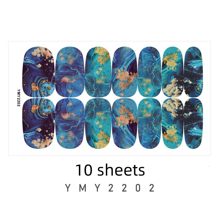 10sheets/pack Marble Pattern Nail Stickers Perfect n Peelable Lasting High Quality Polychromatic Manicure Easy To Use Nail 241225