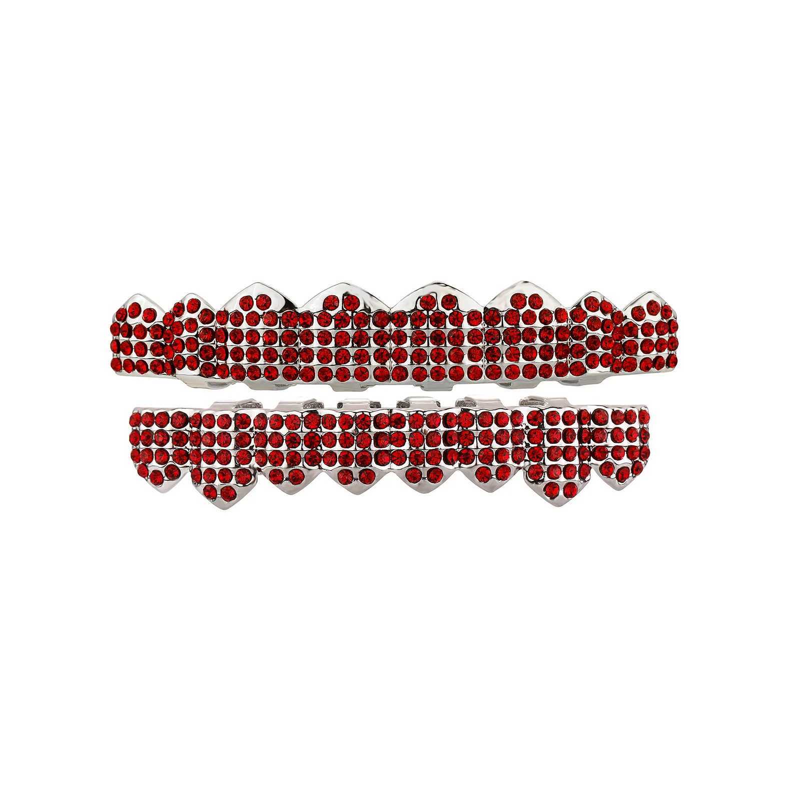 Hip Hop Teeth Grillz d Out Micro Pave Cubic Green Red Zircon Top Bottom Charm Grills Set For Men Women JewelryXJ241225