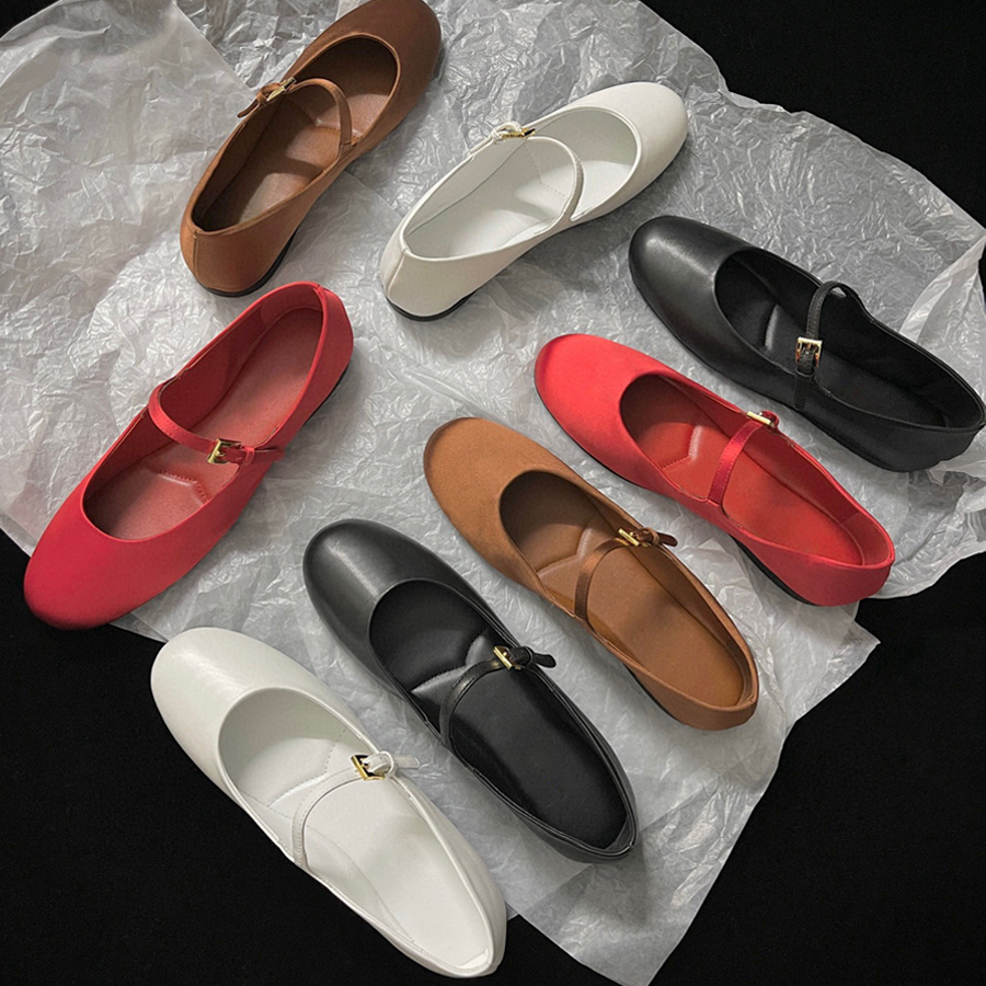 Top quality silk Mary Jane Ballet flats shoes with a strap Dress shoes Loafers Real leather womens ballerina Flat Luxury designer shoes Factory f