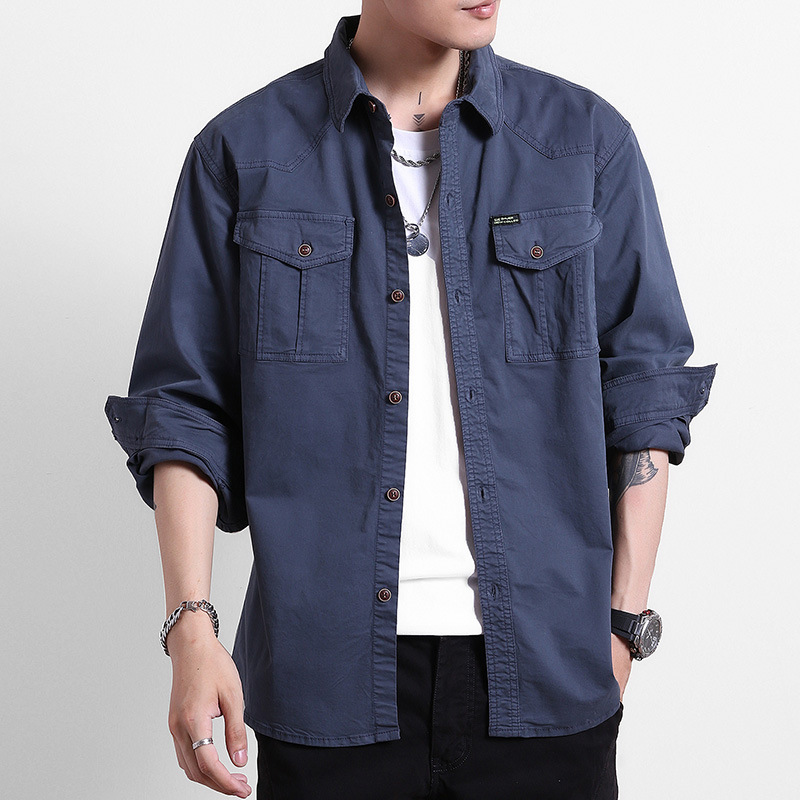 M12253 Men's casual shirt jacket autumn style young men loose