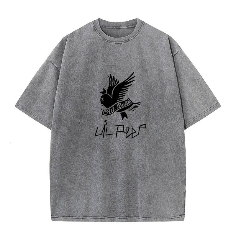 230G Cotton T-shirt Vintage Short Sleeve Lil Peep Cry Y2K American Retro T Shirt Men Women Summer Hip Hop Harajuku Tees 241224