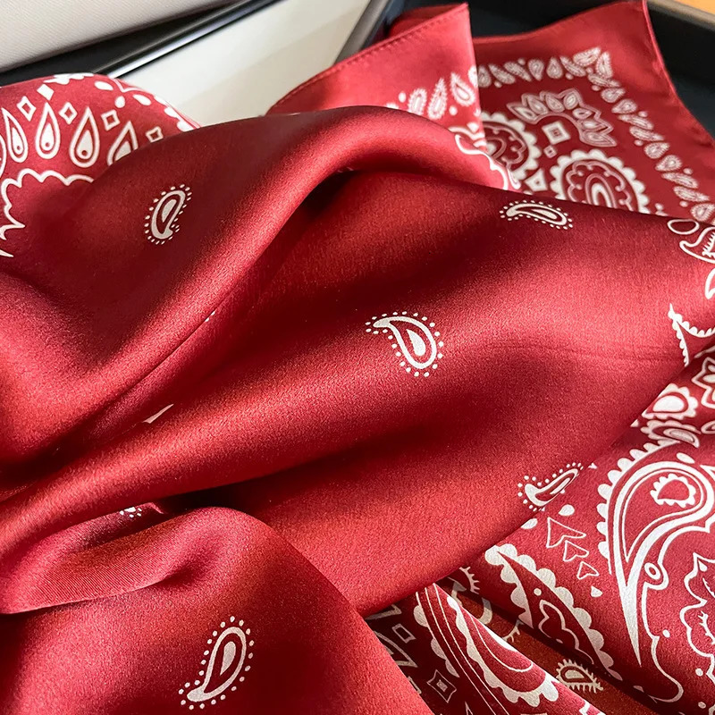 Women faux Mulberry Real Silk Scarf 53cm Hijab Kerchief Spring Autumn Neckerchief Stripped Handbag Decorate 241225