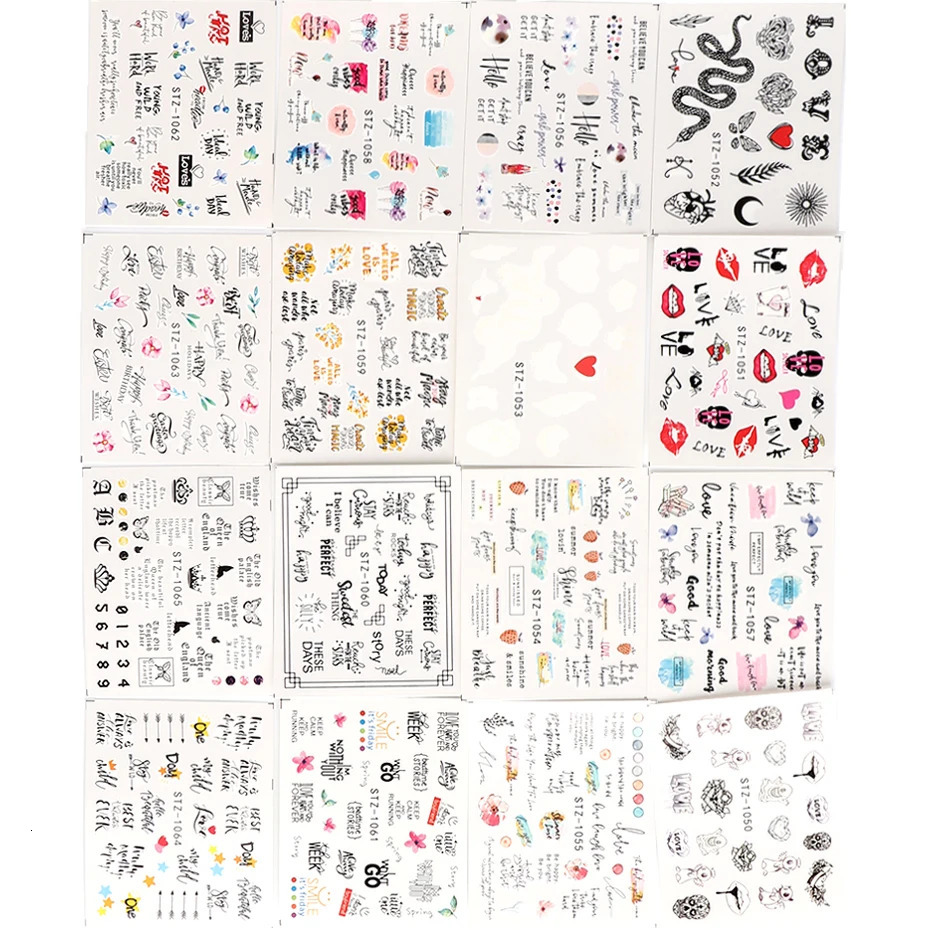100pcs/lot Nail Sticker Decals Sets Water Transfer Different 100 ns Beauty Full DIY Tips Nail Charm for Nail Art STZ100 241225