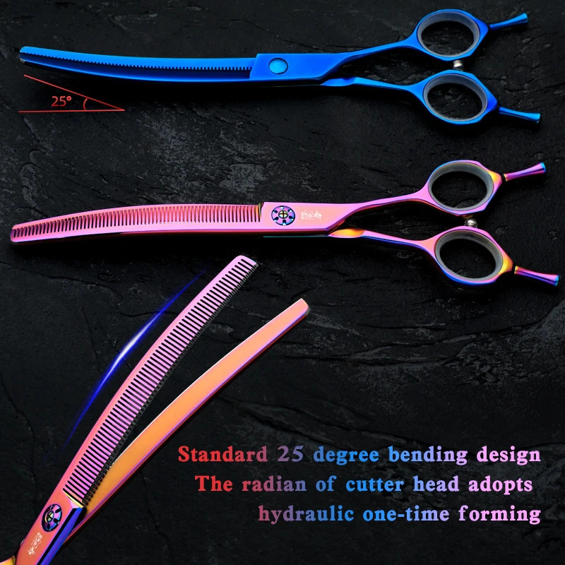 Finely Trimmed Thinned Curved Fluffy Scissors 7.0 Inches Hair Removal 55% Pet Grooming Teddy Dog Special Beauty Scissors 241225