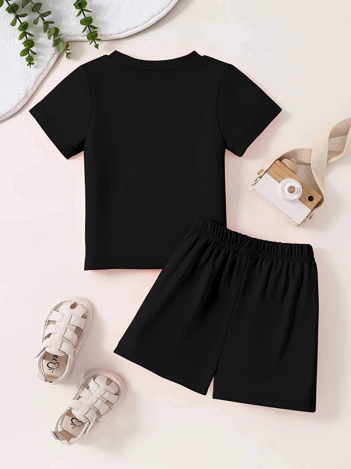 Clothing Sets Summer Baby Girls Clothes Set Children Boy Bear Print Short Sleeve T-shirts and Shorts 2pc Suit Kid Top Buttom Outfits TracksuitY241225M