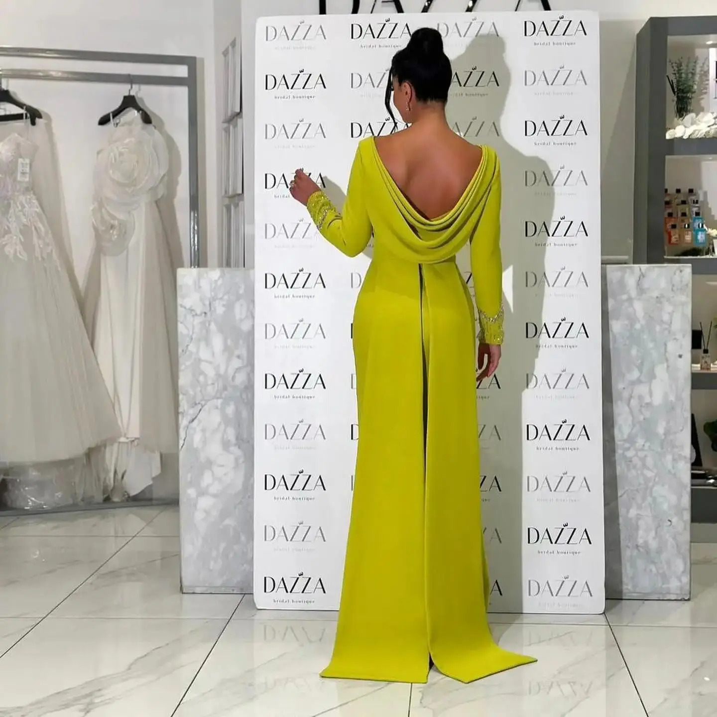 Adeli Elegant Long Sleeve Prom Gown Womens Backless Beaded Party Evening Dress Floor Length customized Formal Occasion Dresses 241223