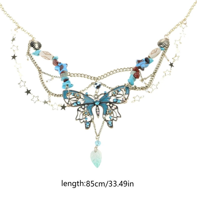 Butterfly Pendant Tassels Waist Jewelry Dainty Butterfly Pendant Multiayer Waist Chain Elegant Beaded Body Chain 241225