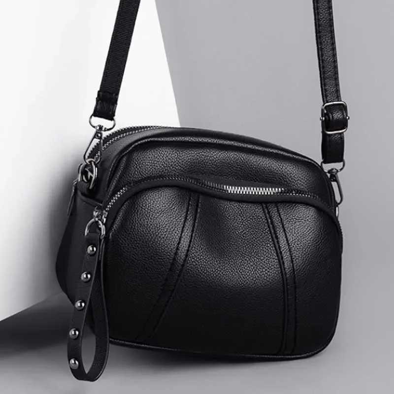 Solid Color Fiable Zipper Womens Mobile Phe Bag Simple Soft Leather Shoulder Crossbody Small Square Bag HandbagXJ241225