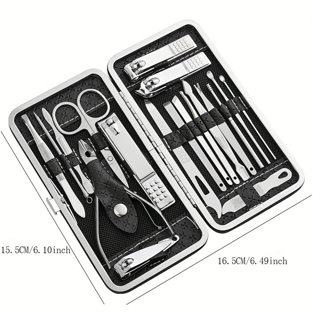 Home Nail Clipper Set of 18 Pieces Large Size Dead Skin Pliers Diagonal to Remove Dead Skin Small Eyebrow Clipper Leather Sleeve 241225