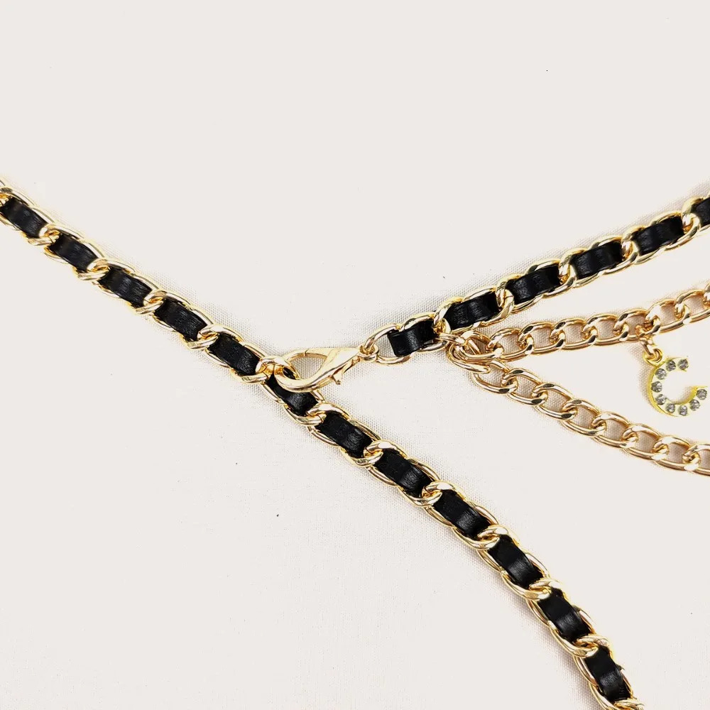 Three layer waist chain letter thin belt paired with skirt metal European and American chain ins style small belt 241220