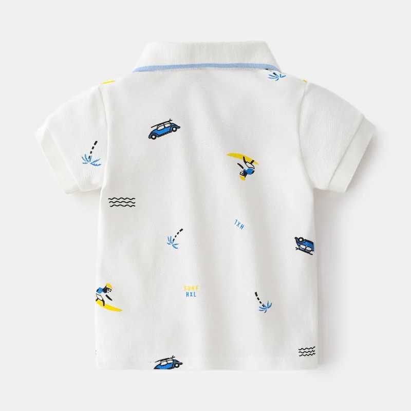 Dinosaur Boys Polo Tshirt Elegant Quali Toddler Tops Graphic Tee Cotton Summer Children Shirt Kids ClothesXJ241225