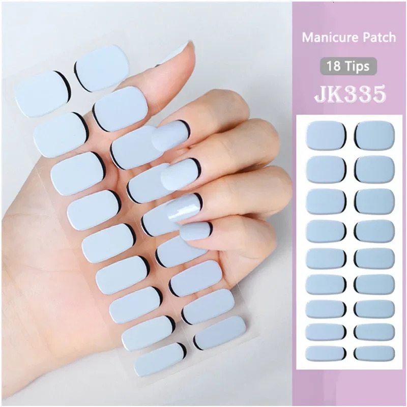 Semi-Cured Gel Nail Strips Full Adhesive Waterproof Semi-painted Gel Nails Sticker Harden In UV Lamp Need French Manicure 241225
