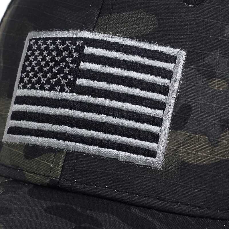 Tactical Army US Flag Neutral Mesh Embroidered Baseball Hat Womens Hip Hop Foot Hat Sports Outdoor Hat W241225