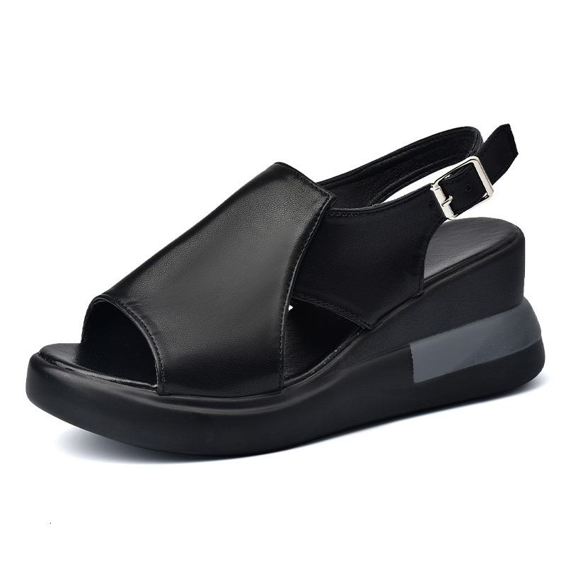 Ddmywed Polyurethane Slope Sandals For Women 2024 New Summer High Heel Fish Mouth Large Thick Sole Women's Shoes Chinese Brand Shoes F1225-30.5 d