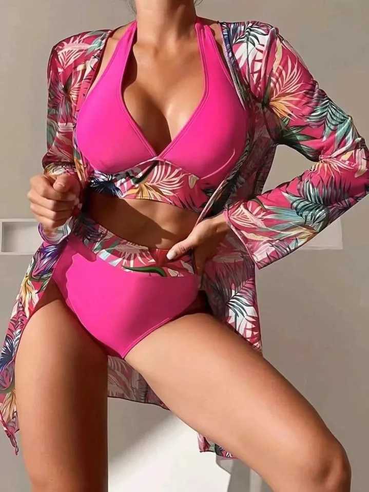 Womens three piece swimsuit bikini hot swimsuit covers the body and looks thin 2024 new modelW241225