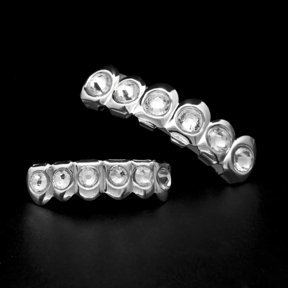 Big CZ Bling Teeth Grillz Top Bootom Dental Mouth Punk Teeth Cs Cosplay Party Tooth Rper Hip Hop Jewelry TG016XJ241225