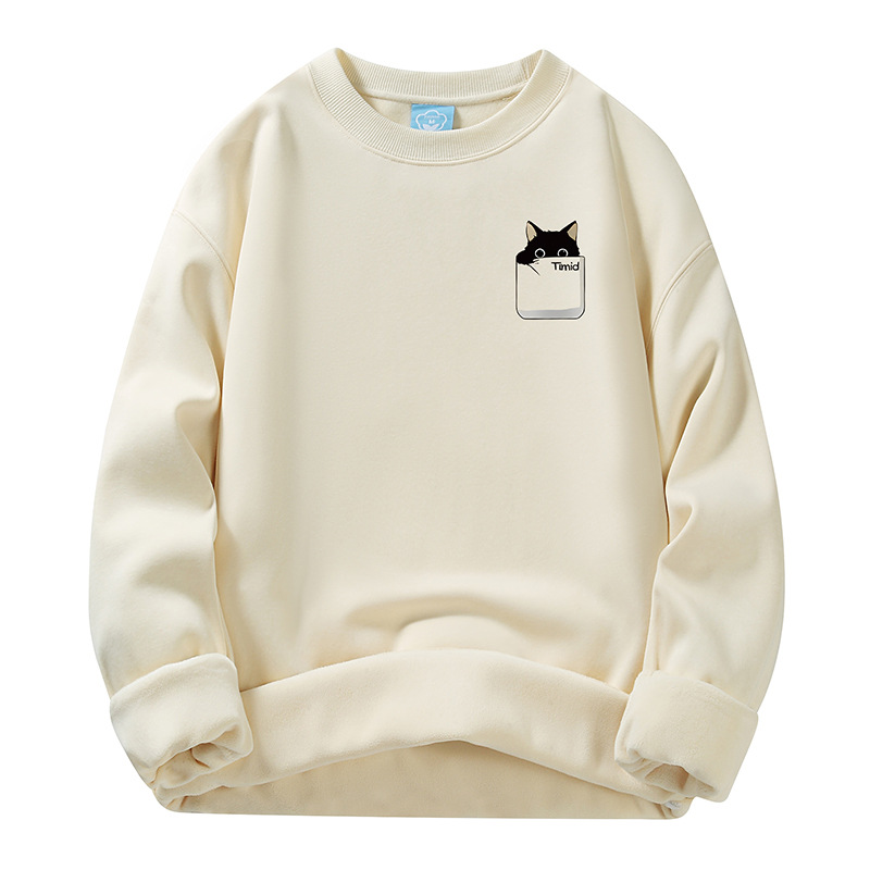 Fall Fashion Loose Bottomed Shirt with Round Neck - Cozy Padded Long Sleeves Couples' Sweaters m033