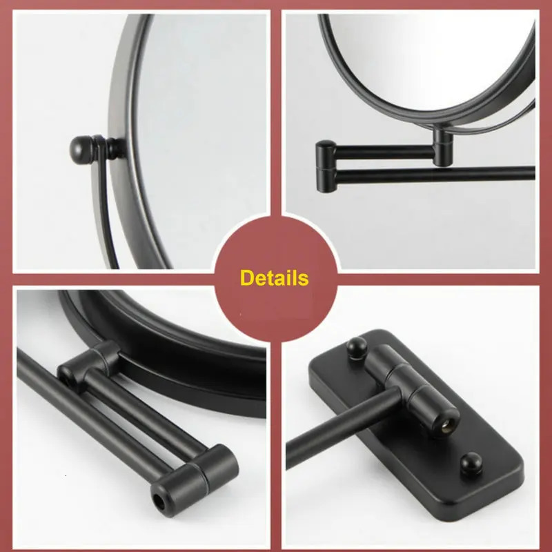 9 Inch 10X Magnification Wall Mounted Makeup Mirror Vanity Mirror 360 Rotating Extendable without light 241225